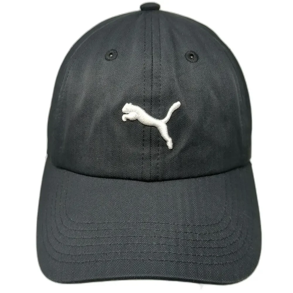 Puma Baseball Cap Black One Size Embroidered Cat Logo Slideback Polyester Hat